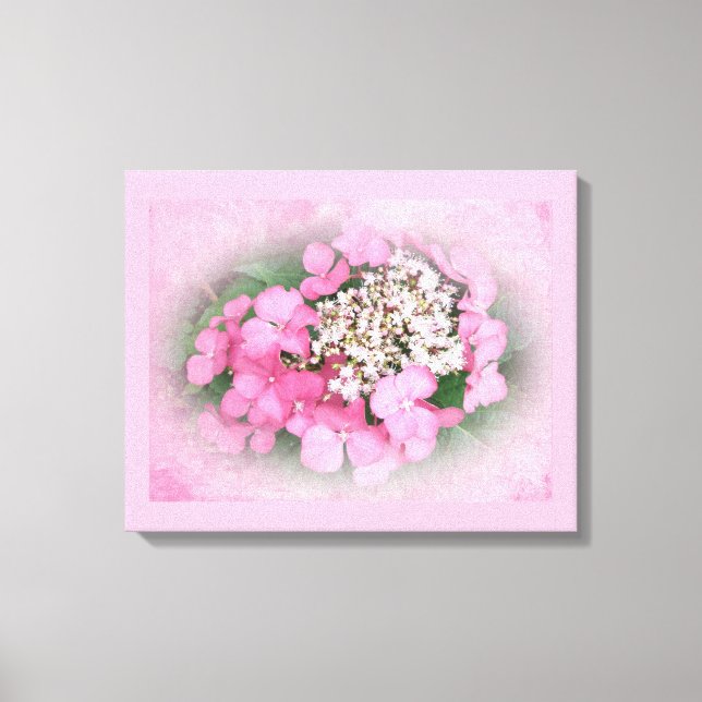 Impressão Em Tela Flores de Hydrangea, Boné de rendas rosa (Frente)