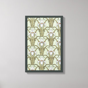 Impressão Em Tela Flores de Íris Art Nouveau Antigas num Jardim