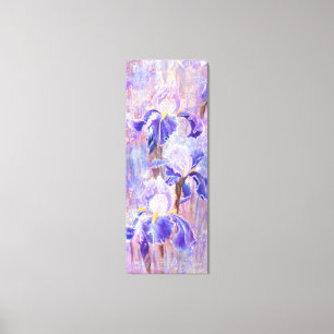 Impressão Em Tela Flores de Íris Azul Roxo - Pintura Original 