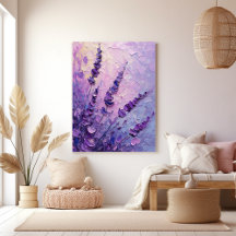 Flores de Lavanda Pintura a Óleo Elegante