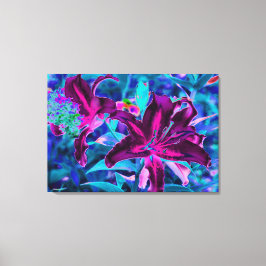 Impressão Em Tela Flores de Lily Orientais, Abstrato cor-de-rosa-púr