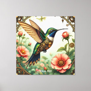 Impressão Em Tela Flores de Pássaros Fantasy Cute Steampunk