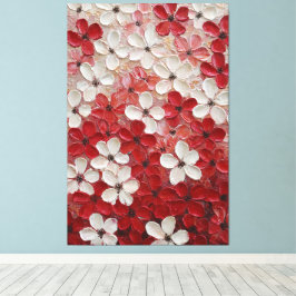 Impressão Em Tela Flores de Pétalas Vermelhas e Brancas Arte de Pare