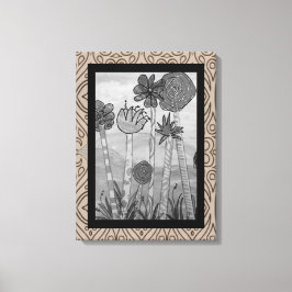 Impressão Em Tela Flores e caules incríveis de preto-branco