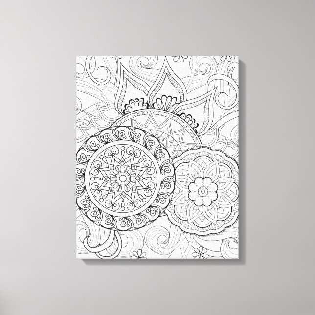 Impressão Em Tela Flores E Mandalas 6 (Frente)