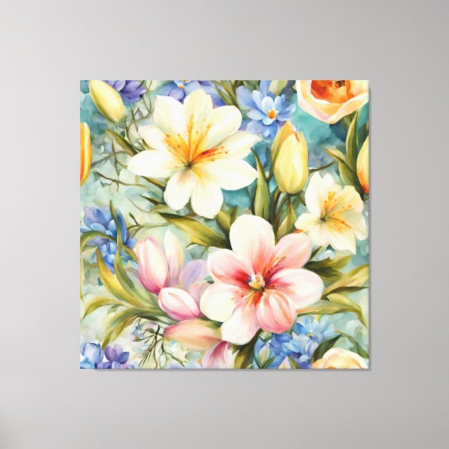 Impressão Em Tela Flores Elegantes De Mola. Pintura (Frente)