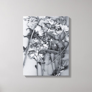 Impressão Em Tela Flores em Preto e Branco
