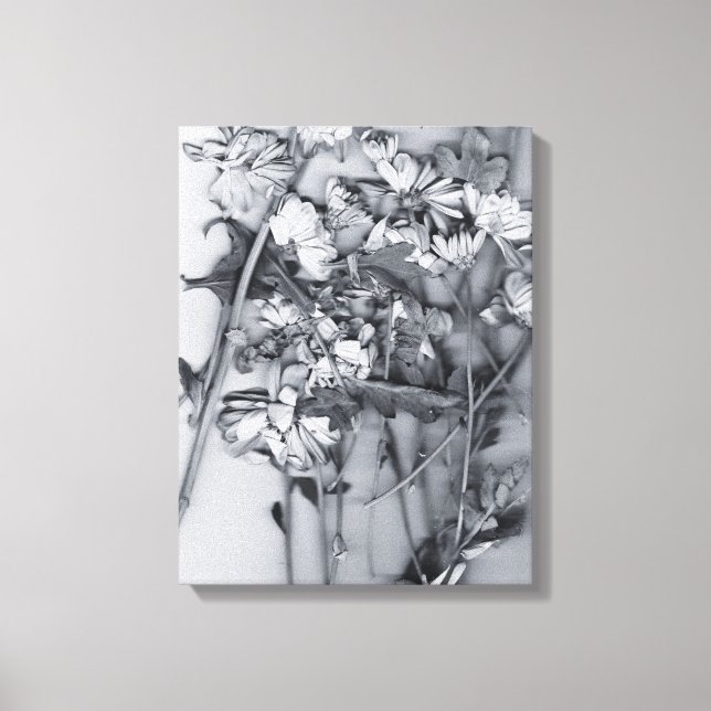 Impressão Em Tela Flores em Preto e Branco (Frente)