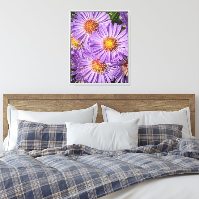 Impressão Em Tela Flores Florais de Áster Roxo (Insitu(Quarto))
