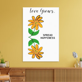 Impressão Em Tela Flores Laranja Amarelo O Amor Cresce