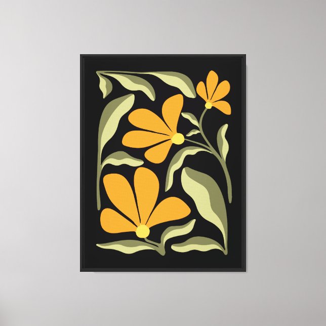 Impressão Em Tela Flores laranja e folhas (Frente)