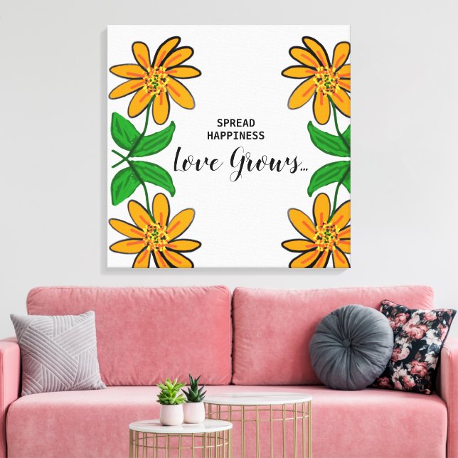 Impressão Em Tela Flores Laranja Espalham Felicidade 24" x 24" (Insitu(Sala de estar))