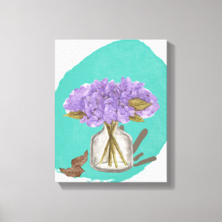 Impressão Em Tela flores lilases - arte floral em parede - 11x14 pol