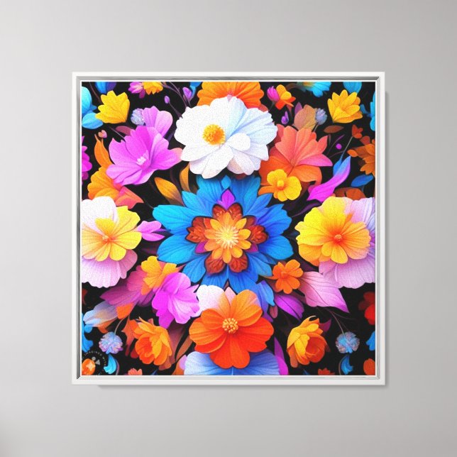 Impressão Em Tela Flores Multicoloridas Padrão-68577 (Frente)