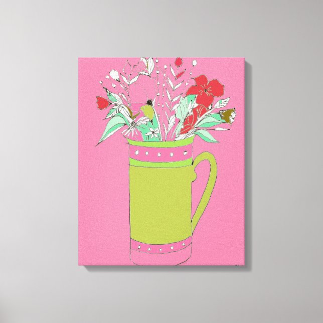 Impressão Em Tela Flores Originais Rosa Em Uma Caneca (Frente)