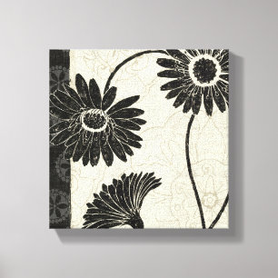 Impressão Em Tela Flores preto e branco