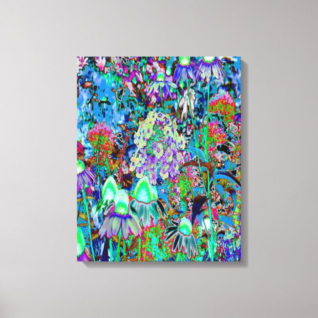 Impressão Em Tela Flores Psicodélicas e Verdes limões (Frente)