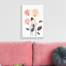 Impressão Em Tela Flores rosa