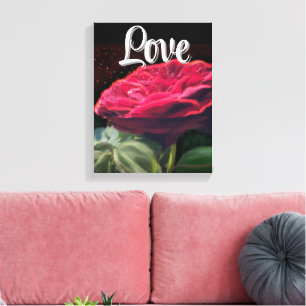 Impressão Em Tela Flores rosas vermelhas de Arte Preta Verde Flor Fl