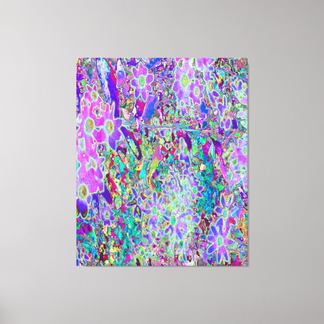 Impressão Em Tela Flores roxas e cor-de-Abstrato Trippy (Frente)