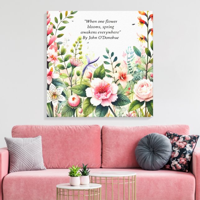 Impressão Em Tela Flores Selvagens com Primavera Quote Floral (Insitu(Sala de estar))