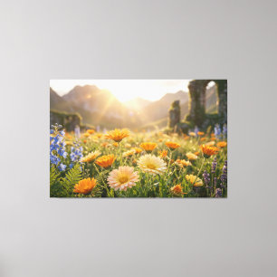 Impressão Em Tela Flores Selvagens Douradas ao Nascer do Sol – Flora