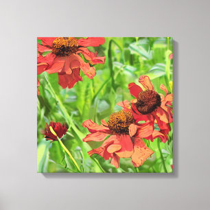IMPRESSÃO EM TELA FLÔRES VERMELHAS DE RUDBECKIA
