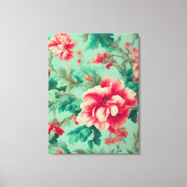 Impressão Em Tela Flores Vermelhas e Folhas Verdes Extremas