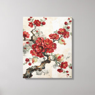 Impressão Em Tela Flores Vermelhas Ramo de Romã Pintura a Óleo Arte
