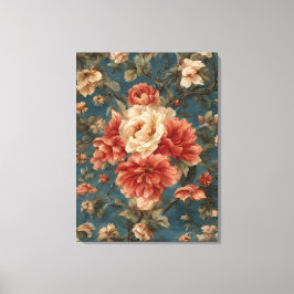 Impressão Em Tela Flores Vermelhos Esforçadas, Brancas e Corais Esma