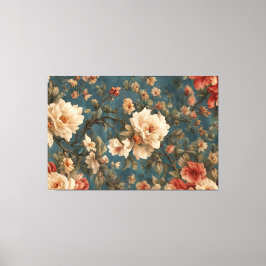 Impressão Em Tela Flores Vermelhos Esforçadas, Brancas e Corais Esma