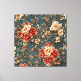 Impressão Em Tela Flores Vermelhos Esforçadas, Brancas e Corais Esma