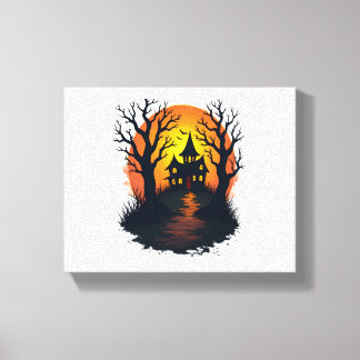 Impressão Em Tela Floresta Assombrada - Tee Natural do Halloween Spo