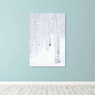 Impressão Em Tela Floresta coberta de neve, paraíso invernal