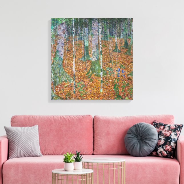 Impressão Em Tela Floresta de Birch | Gustav Klimt | (Insitu(Sala de estar))
