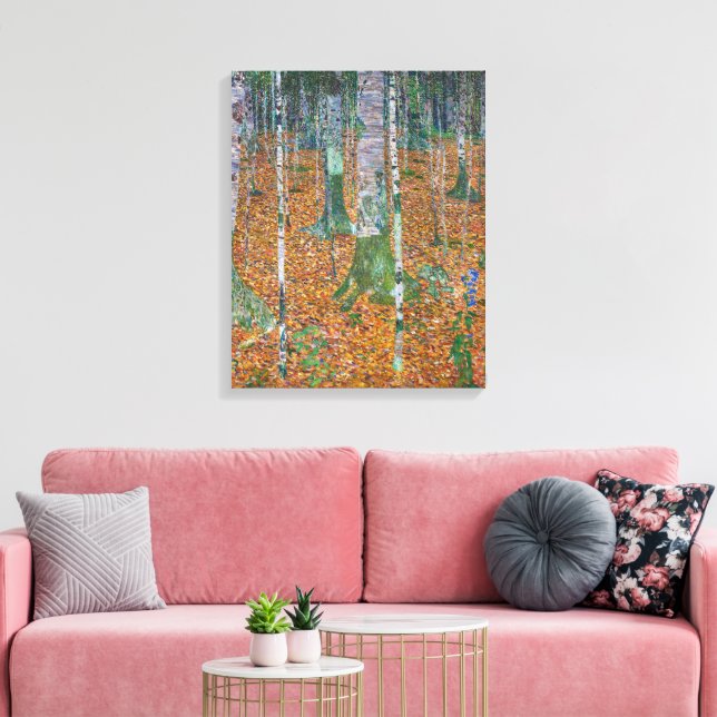Impressão Em Tela Floresta de Birch | Gustav Klimt | (Insitu(Sala de estar))