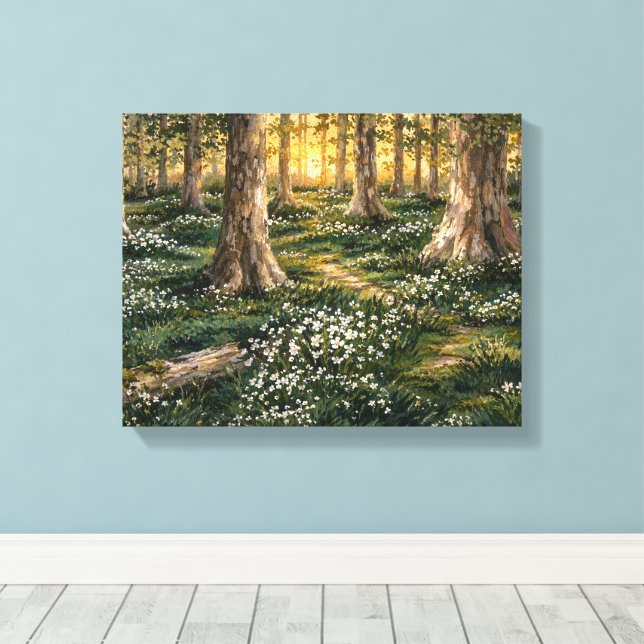 Impressão Em Tela Floresta de Flores Silvestres Iluminada pelo Sol (Insitu(piso de madeira))