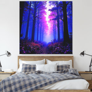 Impressão Em Tela Floresta do Crepúsculo Roxo: Arte Surrealista