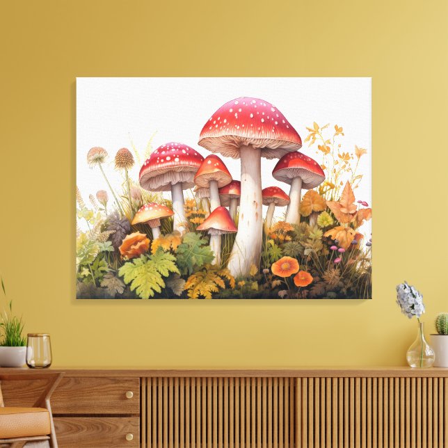 Impressão Em Tela Floresta Mushroom Encantada (Insitu(Sala de estar))