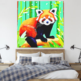 Impressão Em Tela Floresta Red Panda Bamboo