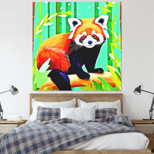 Impressão Em Tela Floresta Red Panda Bamboo