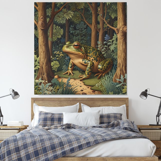 Impressão Em Tela Floresta sapo Vintage boho (Insitu(Quarto))