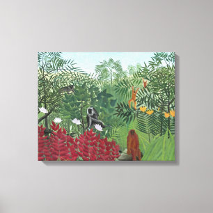 Impressão Em Tela Floresta tropical com Macaco, 1910 (óleo em