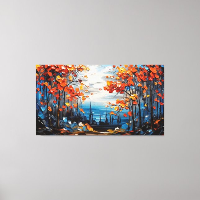 Impressão Em Tela Floresta Verde de Aquarela (Frente)