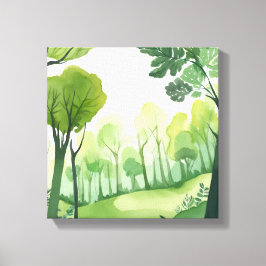 Impressão Em Tela Floresta Verde | Paisagem de Aquarela Aérea