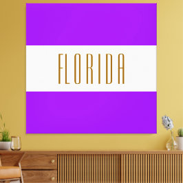 Impressão Em Tela Flórida Bright Laranja Tropical Purple White Strip