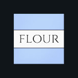 Impressão Em Tela FLOUR Vintage Divirta-se Frio Gama Luz Azul Stripe<br><div class="desc">Esta design de mesa de cozinha divertida apresenta texto FLUR dentro de uma ampla faixa central branca realçada com pinstripes pretas contra um fundo azul-claro. O texto pode ser personalizado.</div>
