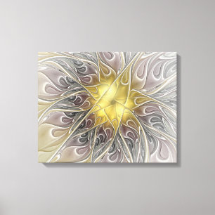 Impressão Em Tela Flourish com a flor abstrata moderna Dourado do