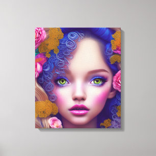 Impressão Em Tela Flower Girl Princess Inspirada na Cultura Ucranian