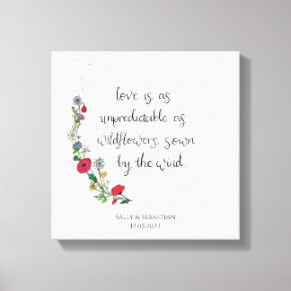 Impressão Em Tela Flower Wreath Weding Sign, Citação de Amor